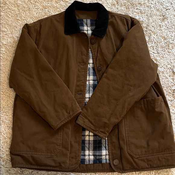 Women’s winter dark brown Barn Jacket with corduroy Black Collar - Picture 10 of 13